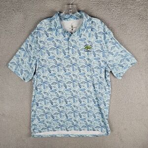 121st U.S. Open Torrey Pines‎ Polo Shirt Mens L Blue Leaf Print Golf Performance
